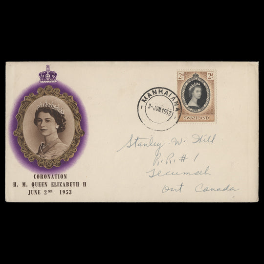 Swaziland 1953 (FDC) 2d Coronation, MANKAIANA