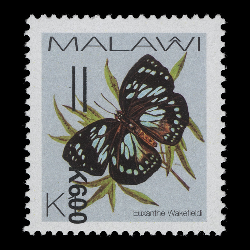 Malawi 2018 (Variety) K600/K1 Euxanthe Wakefieldi with sideways surcharge