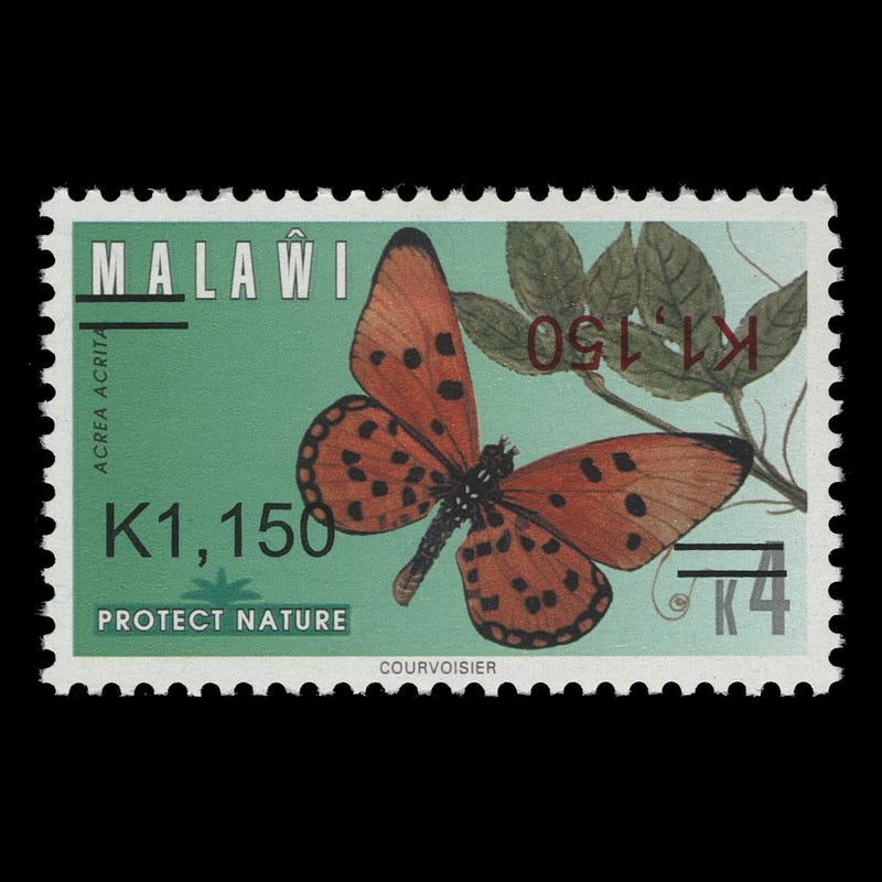 Malawi 2018 (Variety) K1150/K4 Acrea Acrita with double surcharge, one inverted