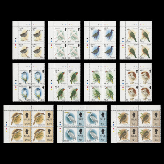 Niue 1992-93 (MNH) Birds definitives traffic light/plate blocks