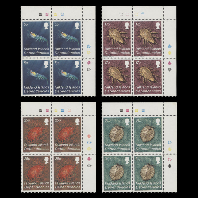 Falkland Islands Dependencies 1984 (MNH) Crustacea plate blocks