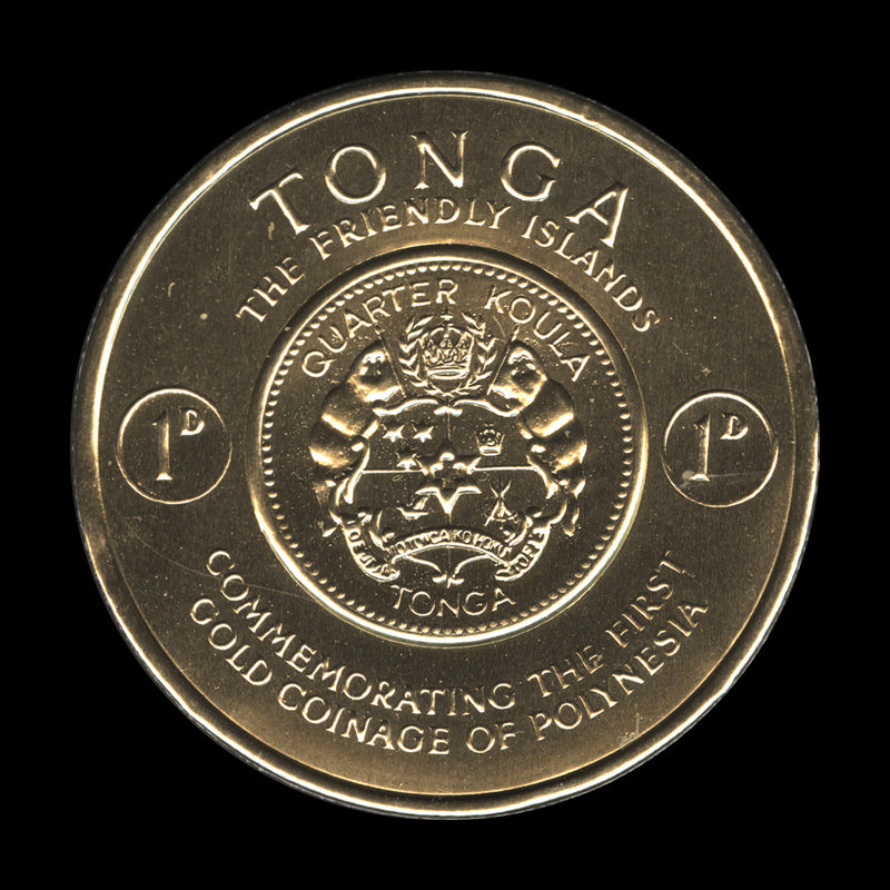 Tonga 1963 (Proof) 1d Gold Coinage Commemoration, die I