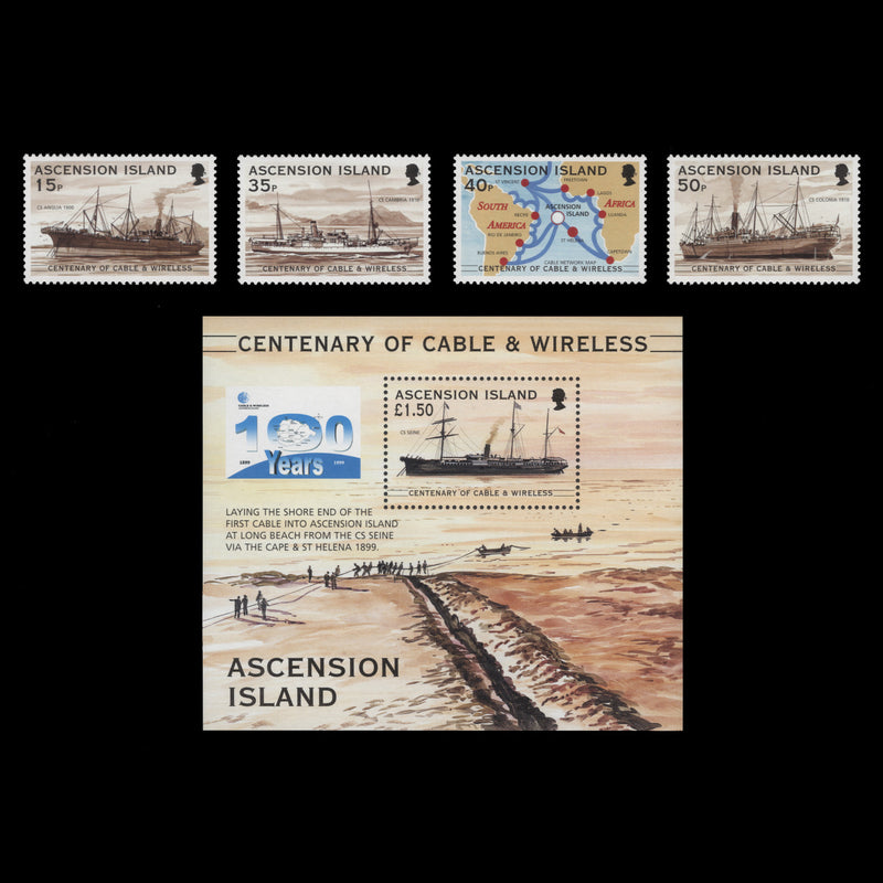 Ascension 1999 (MNH) Cable & Wireless Centenary set and miniature sheet