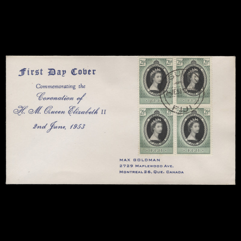 Fiji 1953 (FDC) 2½d Coronation block, SUVA