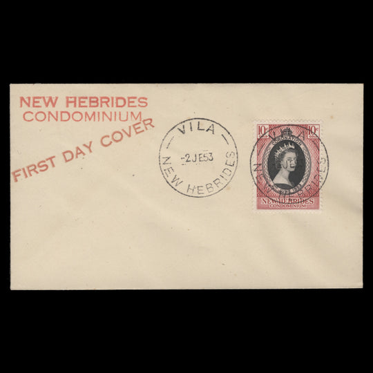 New Hebrides 1953 (FDC) 10c Coronation, VILA
