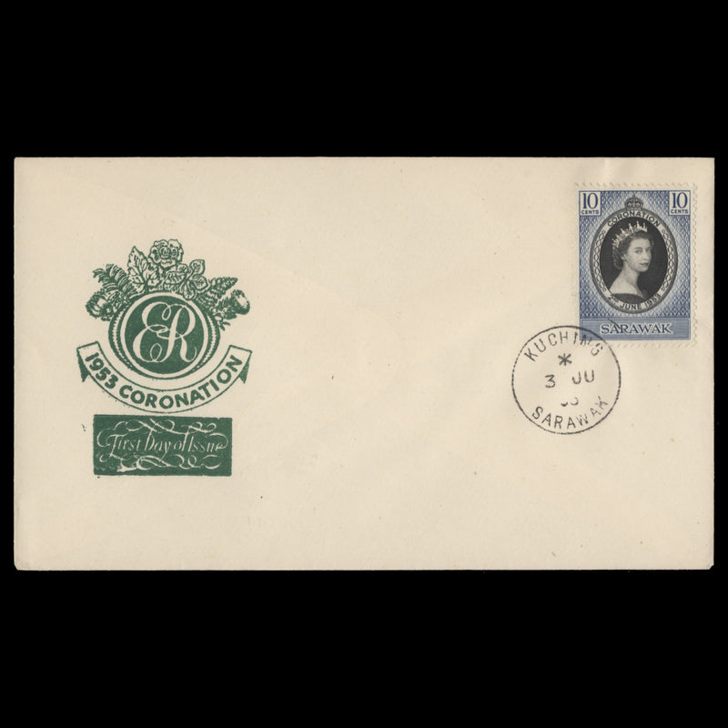 Sarawak 1953 (FDC) 10c Coronation, KUCHING