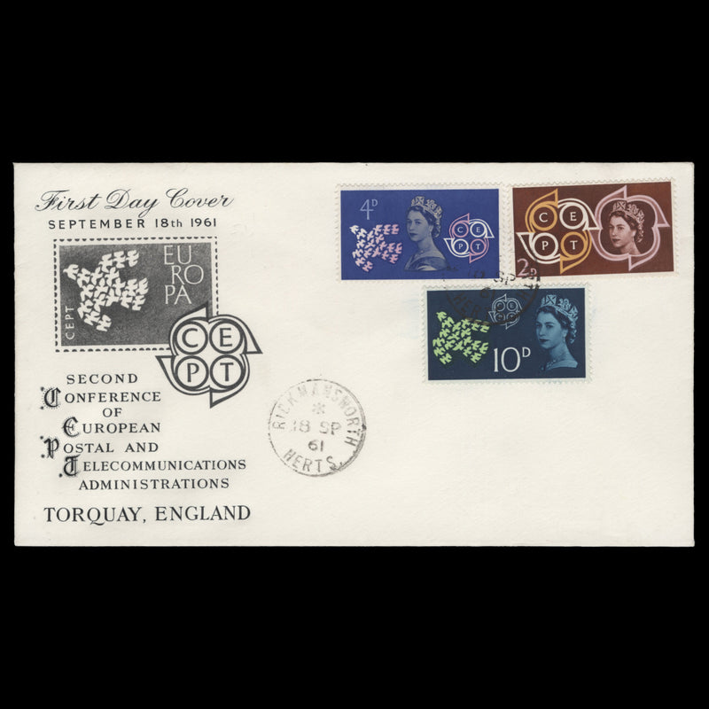 Great Britain 1961 CEPT first day cover, RICKMANSWORTH