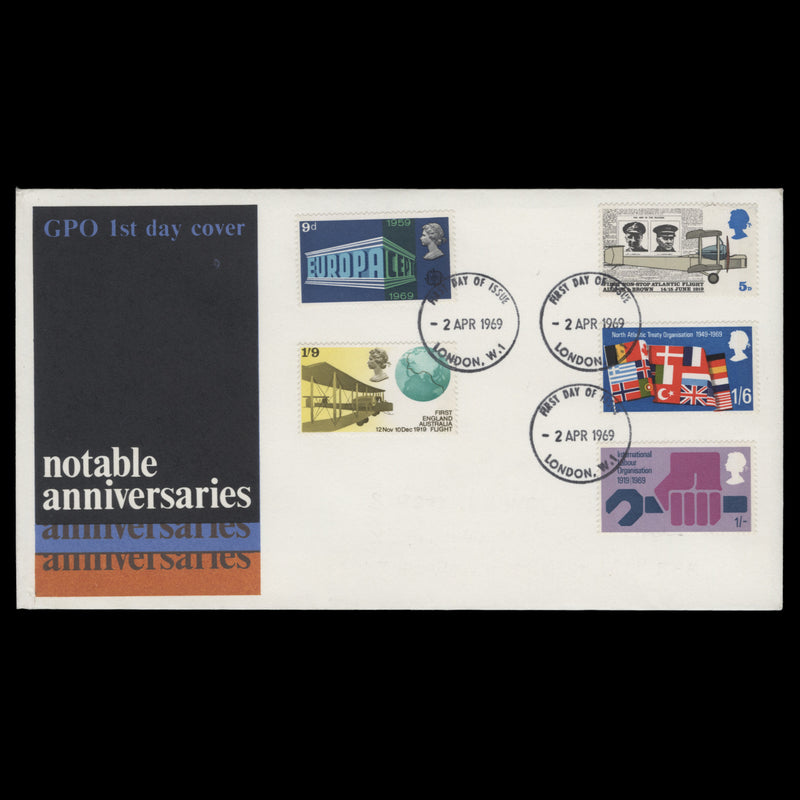Great Britain 1969 Anniversaries first day cover, LONDON W1