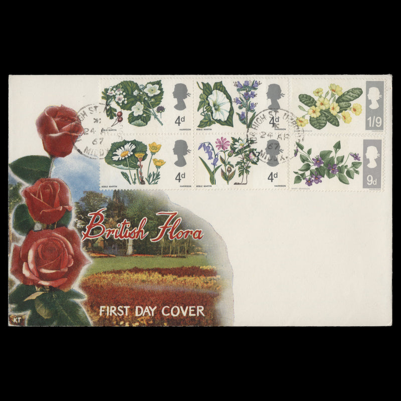 Great Britain 1967 British Wild Flowers phosphor first day cover, UXBRIDGE