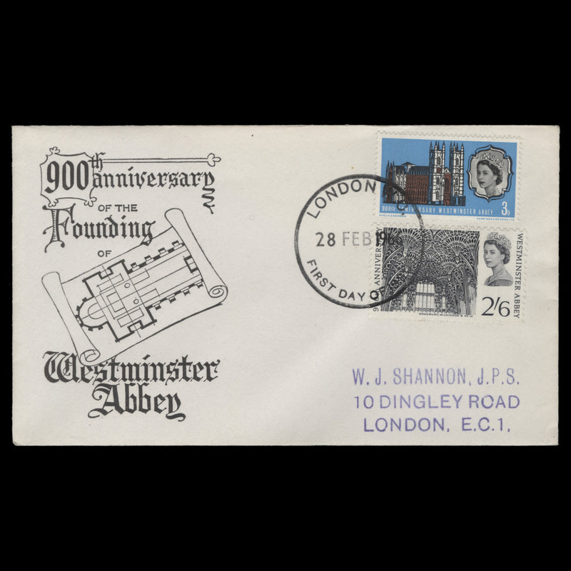 Great Britain 1966 (FDC) Westminster Abbey ordinary, LONDON WC1