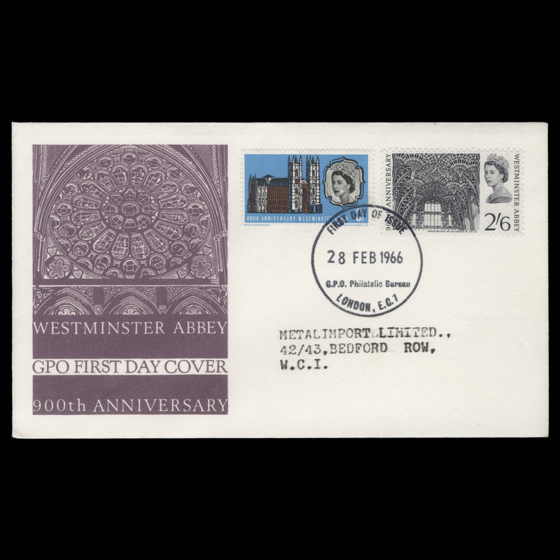 Great Britain 1966 (FDC) Westminster Abbey ordinary, LONDON WC1