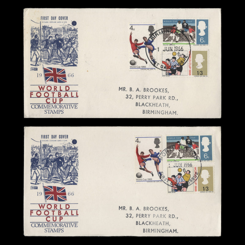 Great Britain 1966 (FDC) World Cup Football ordinary and phosphor