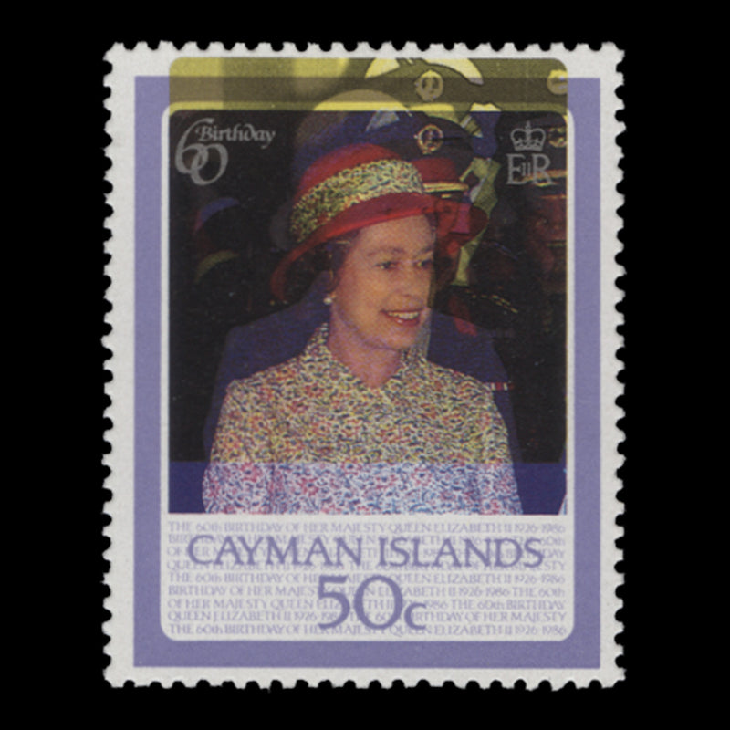 Cayman Islands 1986 (MNH) 50c Queen Elizabeth II's Birthday with yellow shift