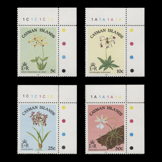 Cayman Islands 1985 (MNH) Orchids traffic light/plate singles