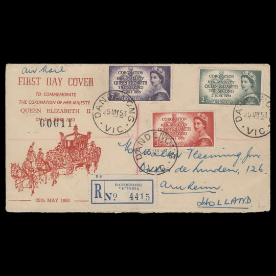 Australia 1953 Coronation first day cover, DANDENONG