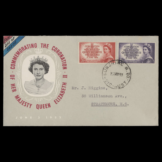 Australia 1953 Coronation first day cover, SUNSHINE
