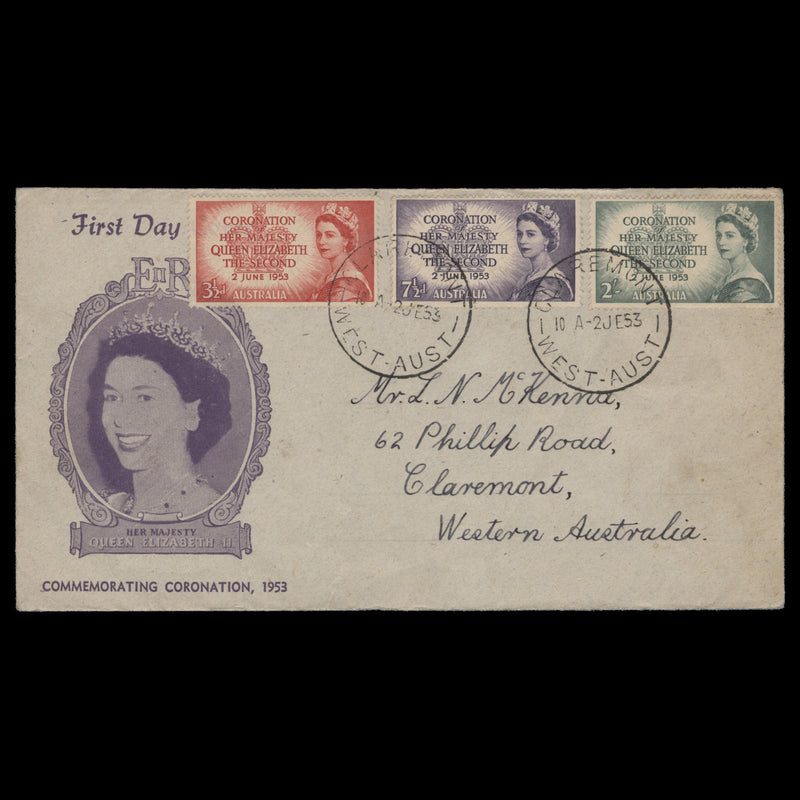 Australia 1953 Coronation day cover, CLAREMONT