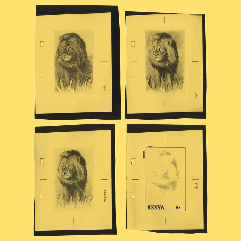 Kenya 1992 Lion colour separation proofs with unadopted value