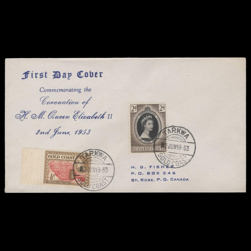 Gold Coast 1953 (FDC) 2d Coronation, TARKWA