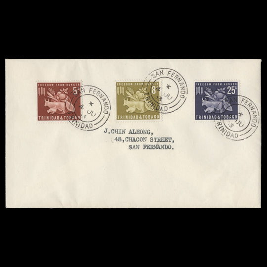 Trinidad & Tobago 1963 (FDC) Freedom From Hunger, SAN FERNANDO