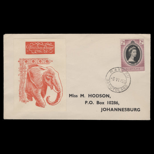 Basutoland 1953 (FDC) 2d Coronation, MASERU