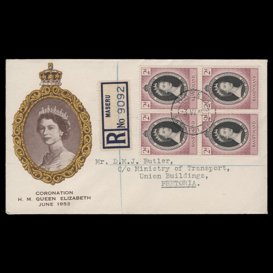 Basutoland 1953 (FDC) 2d Coronation block, MASERU