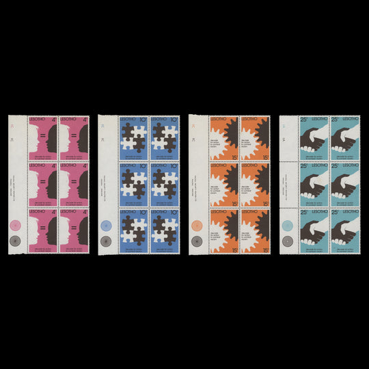 Lesotho 1977 (MNH) Combat Racism imprint/plate blocks