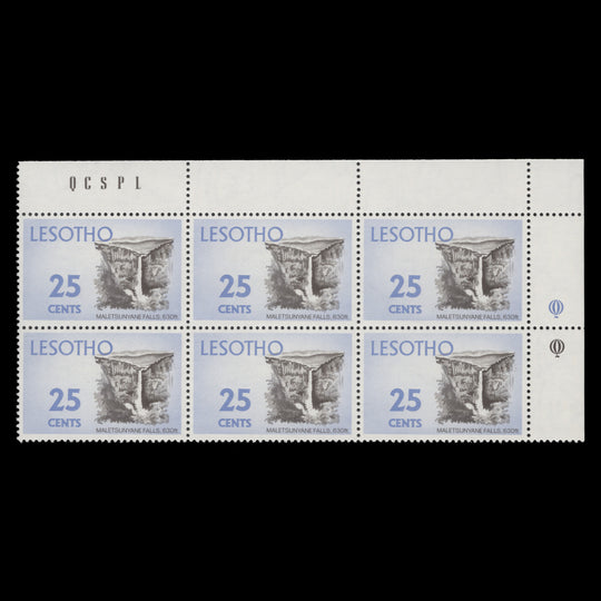 Lesotho 1974 (MNH) 25c Maletsunyane Falls traffic light block on chalk-surfaced paper