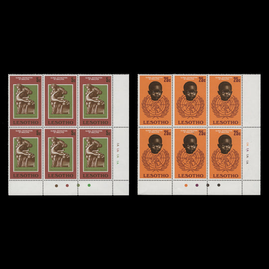Lesotho 1978 (MNH) Smallpox Eradication traffic light/plate blocks