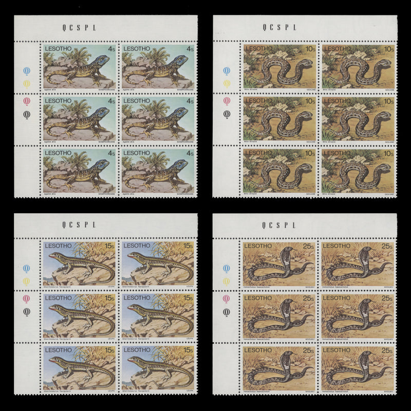 Lesotho 1979 (MNH) Reptiles imprint/traffic light blocks, sideways watermark