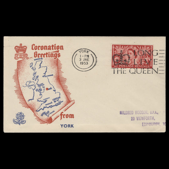 Great Britain 1953 (FDC) 2½d Coronation, YORK