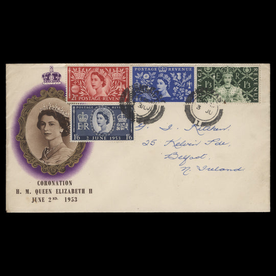 Great Britain 1953 Coronation first day cover, BELFAST
