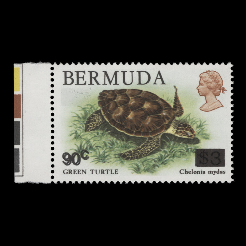 Bermuda 1986 (Variety) 90c/$3 Green Turtle with double surcharge