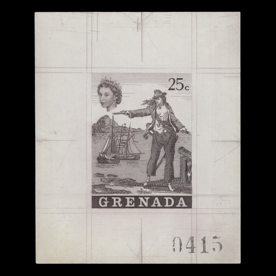 Grenada 1970 25c Pirates progressive die proof in grey-brown