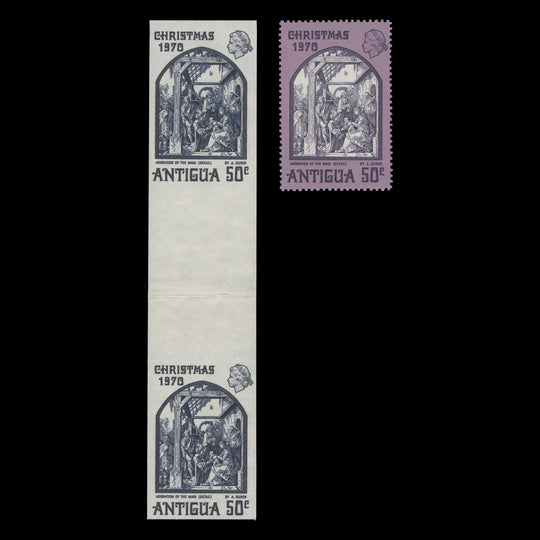 Antigua 1970 Christmas die proof gutter pair in indigo