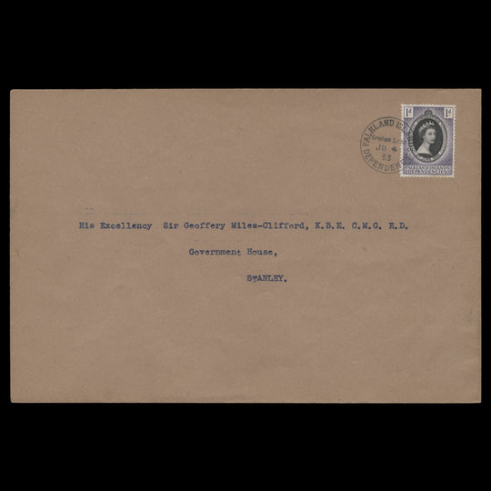Falkland Islands Dependencies 1953 (FDC) 1d Coronation, Graham Land