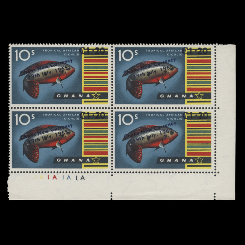 Ghana 1965 (MNH) C1.20/10s Tropical African Cichlid plate block