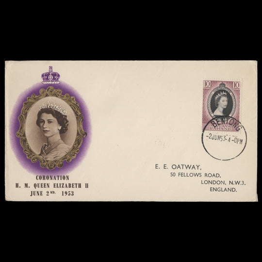 Pahang 1953 (FDC) 10c Coronation, BENTONG