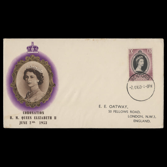 Pahang 1953 (FDC) 10c Coronation, BENTONG