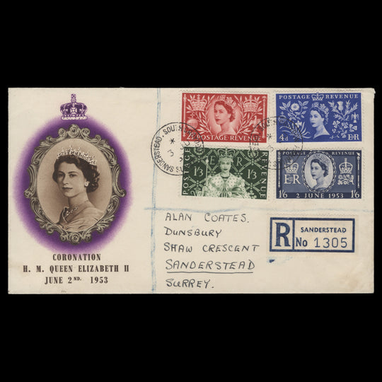 Great Britain 1953 Coronation first day cover, SANDERSTEAD