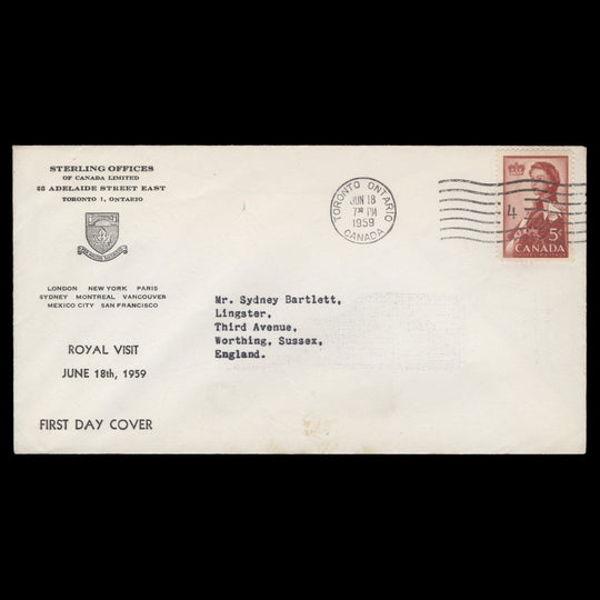 Canada 1959 Royal Visit first day cover, TORONTO
