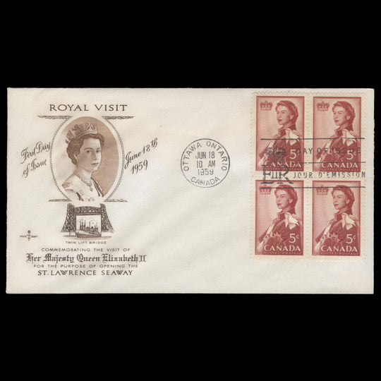 Canada 1959 Royal Visit block first day cover, OTTAWA