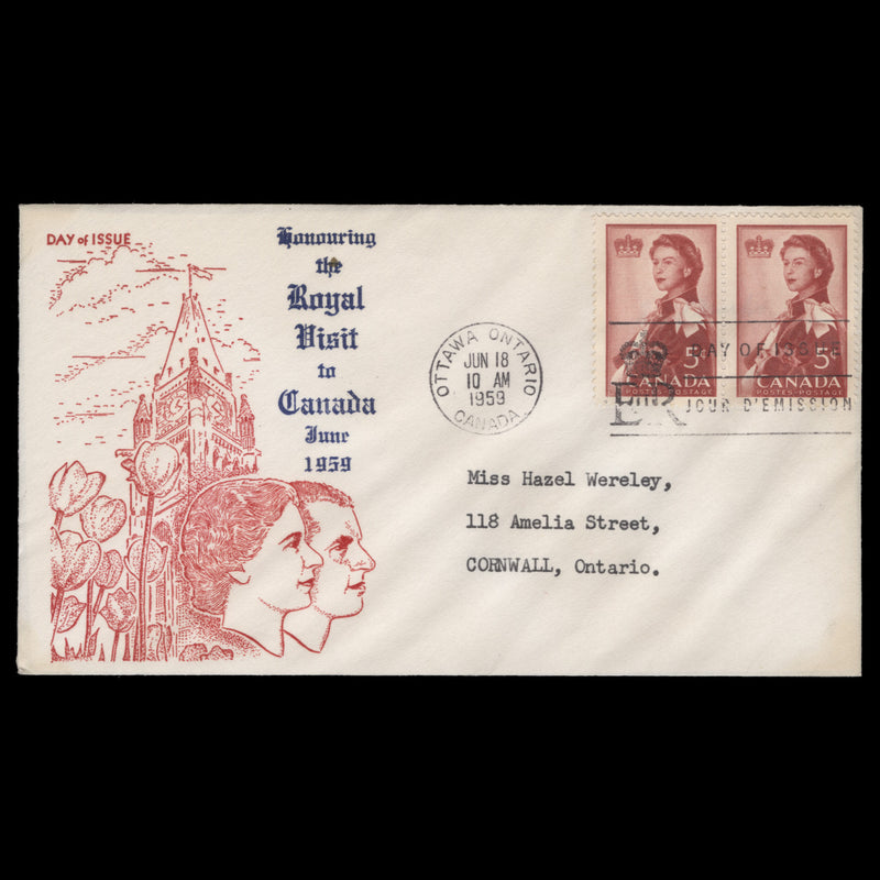 Canada 1959 Royal Visit pair first day cover, OTTAWA