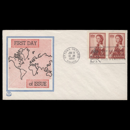 Canada 1959 Royal Visit pair first day cover, OTTAWA