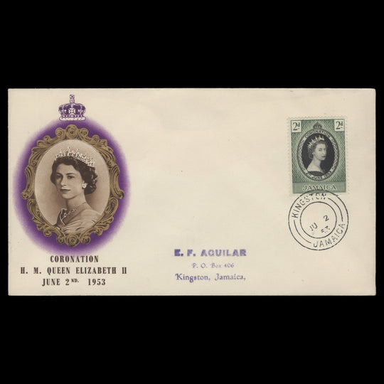 Jamaica 1953 (FDC) 2d Coronation, KINGSTON
