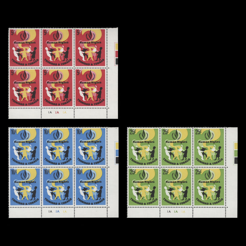 Trinidad & Tobago 1968 (MNH) Human Rights plate blocks