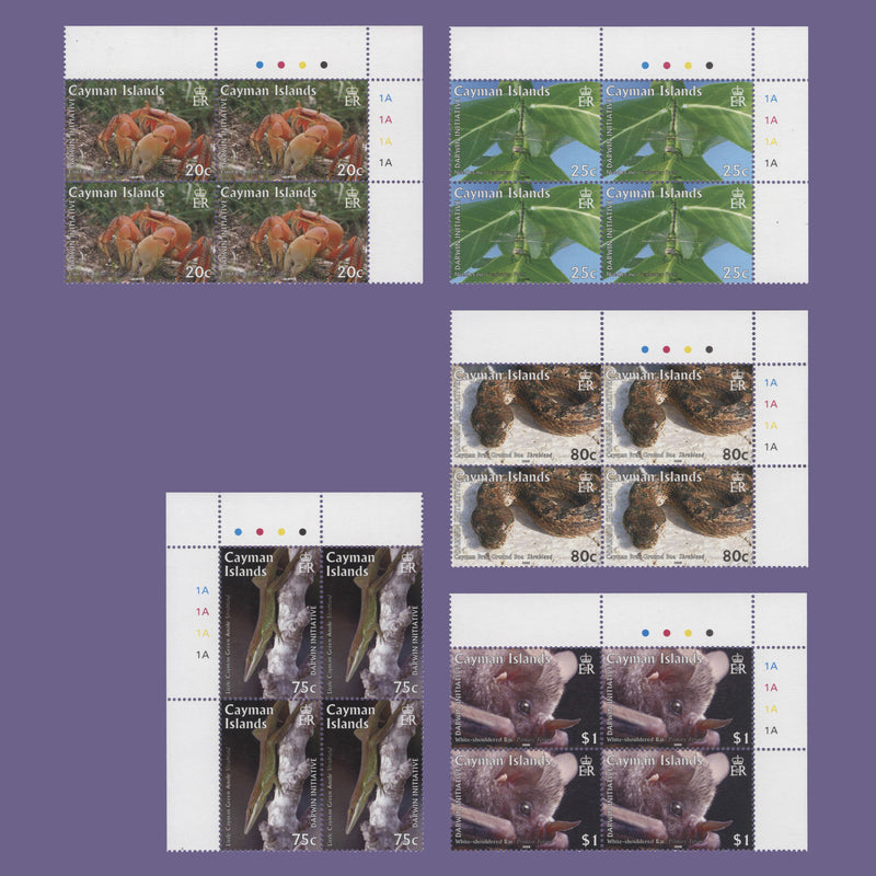 Cayman Islands 2008 (MNH) Indigenous Creatures traffic light/plate blocks