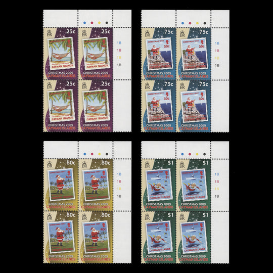 Cayman Islands 2009 (MNH) Christmas traffic light/plate blocks