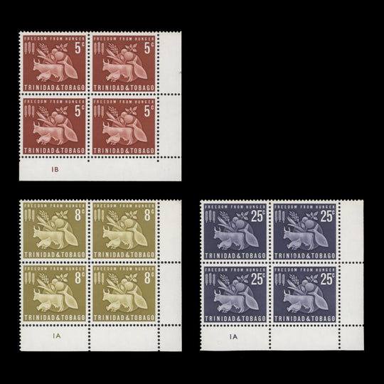 Trinidad & Tobago 1963 (MNH) Freedom From Hunger plate blocks