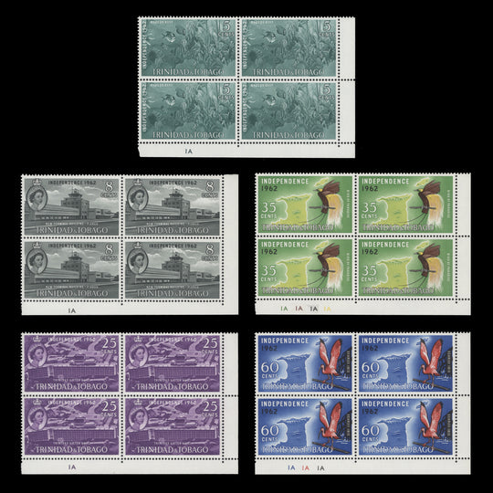 Trinidad & Tobago 1962 (MNH) Independence plate blocks